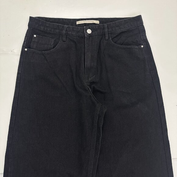 Brave Soul London Denim Studio Wide Leg Crop Raw Hem Women's size 14 Black jeans - Picture 2 of 5